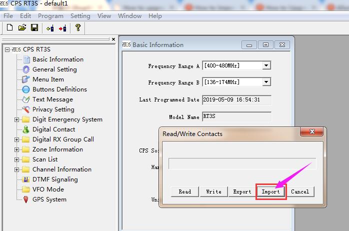 CPS RT3S Read/Write Contacts - Import CPS RT3S Read/Write Contacts - Import