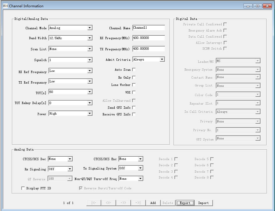 RT3S Channel Information